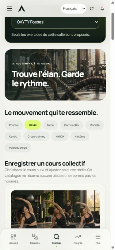 Cours collectifs dans l’application ALTHÉVO